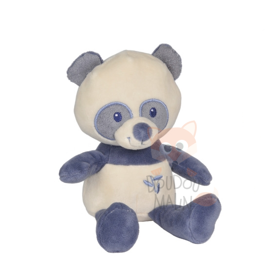  peluche panda bleu beige 20 cm 